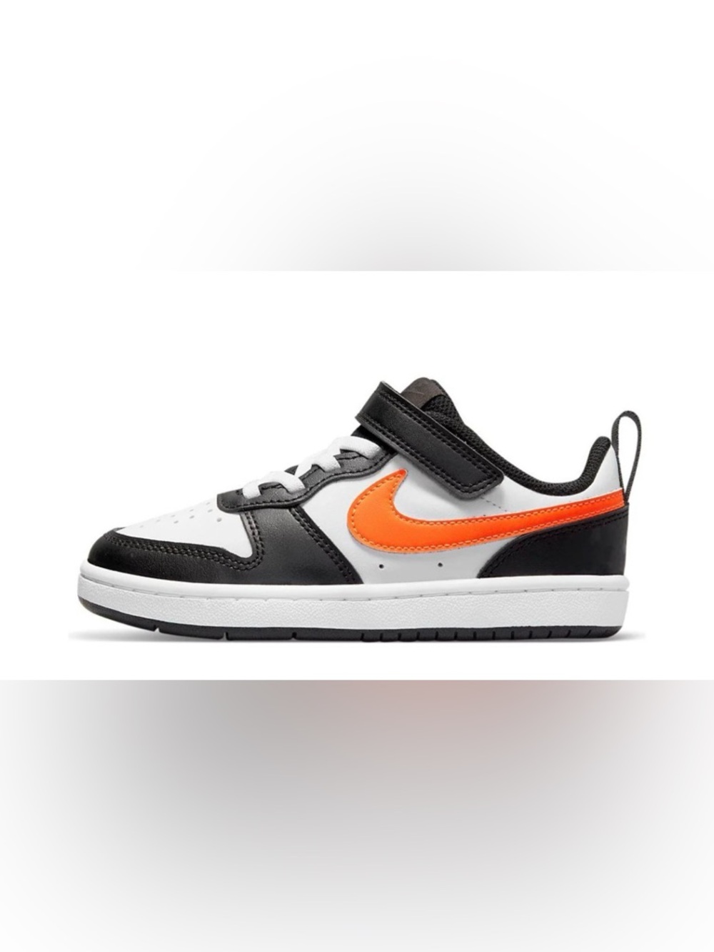 Nike Court Borough Low 2 (PSV) White/Orange-Black Size 2Y - box without lid